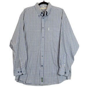 Ben Sherman Button Down Dress Shirt Blue Plaid with White The Original Size XL